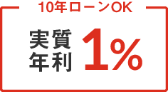 10年ローンOK、実質年利1%